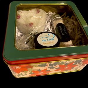 Tropical scents holiday gift tin of handcrafted bath products by Radiant Waves